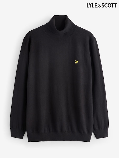 Lyle & Scott Black Cotton Merino Turtleneck Jumper (F72711) | €95