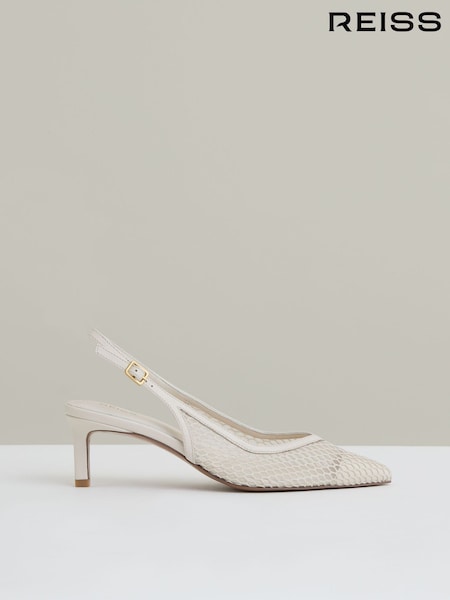 Valkoinen - Reiss Sirena Mesh Slingback Heels (F72831) | €284