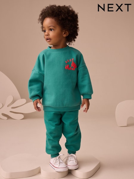 Green Printed Crew and Joggers Set (3mths-7yrs) (F72928) | €18 - €24