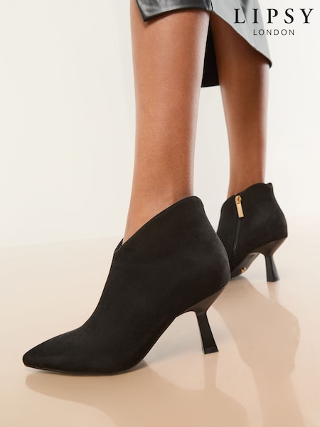 Lipsy Black Wide Fit Faux Suede Low Heel Ankle Boots (F72930) | €65