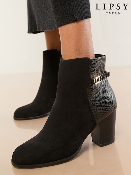Lipsy Black Standard fit Mid Heel Almond Toe Ankle Boots (F72932) | 3,545 UAH