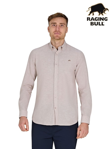 Raging Bull Natural Classic Long Sleeve Linen Shirt (F72960) | 346 QAR - 396 QAR