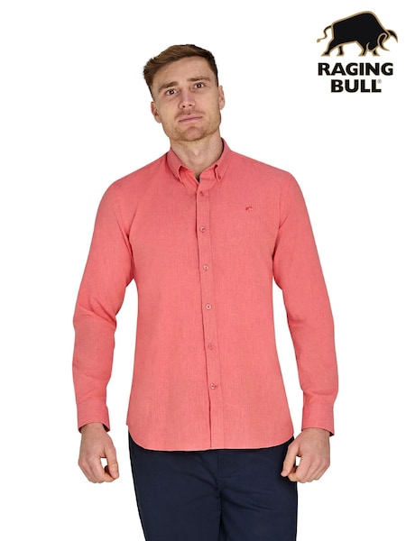 Raging Bull Pink Classic Long Sleeve Linen Shirt (F72987) | €99 - €113