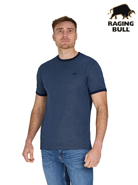 Raging Bull Blue 100% Cotton Pique Ringer T-Shirt (F72991) | €47 - €50