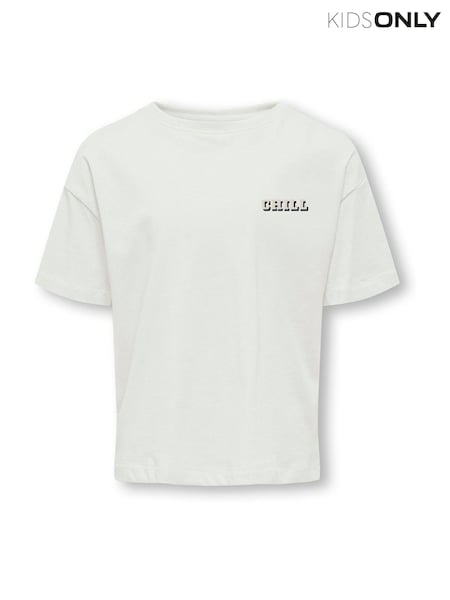 ONLY KIDS Short Sleeve Embroidery White T-Shirt (F73004) | 112 LEI