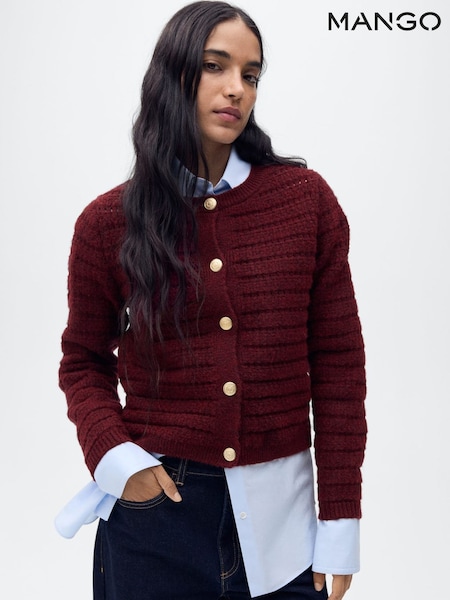 Mango Red Knitted Jacket With Openwork Details (F73018) | €63