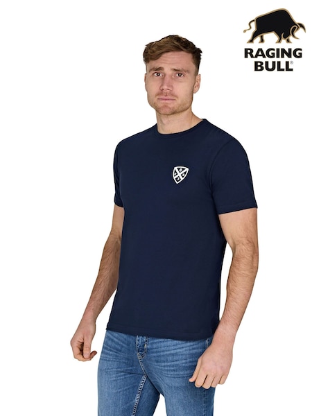 Raging Bull Blue 100% Cotton Rugby Club Back Print T-Shirt (F73128) | 148 QAR - 158 QAR