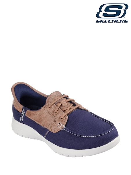 Albastru - Skechers On the GO Flex Palmilla Boat Shoes (F73175) | 588 LEI