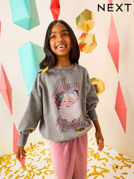 Grey Merry and Bright Washed Christmas Jumper and Sweatshirt Set (3-16yrs) (F73208) | €17.50 - €24