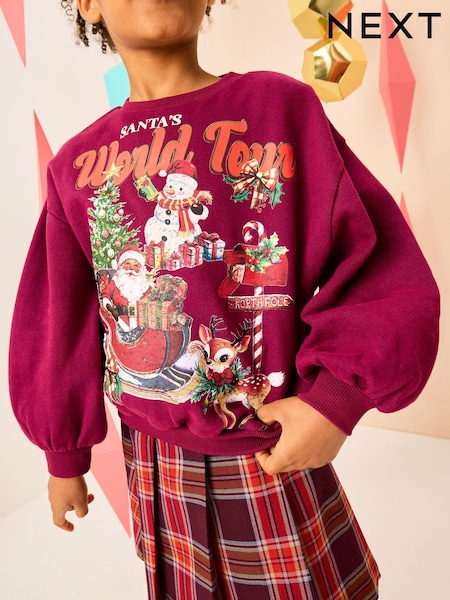 Berry Red Santa Christmas Jumper Sweatshirt (3-16yrs) (F73210) | €16.50 - €22.50