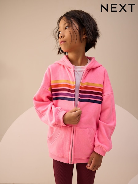 Pink Multi Stripe Zip Through Hoodie (3-16yrs) (F73235) | €18.50 - €25