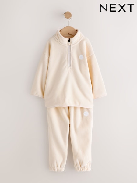 Ecru Off White Fleece Half Zip Top and Joggers Set (3mths-7yrs) (F73240) | €26 - €32