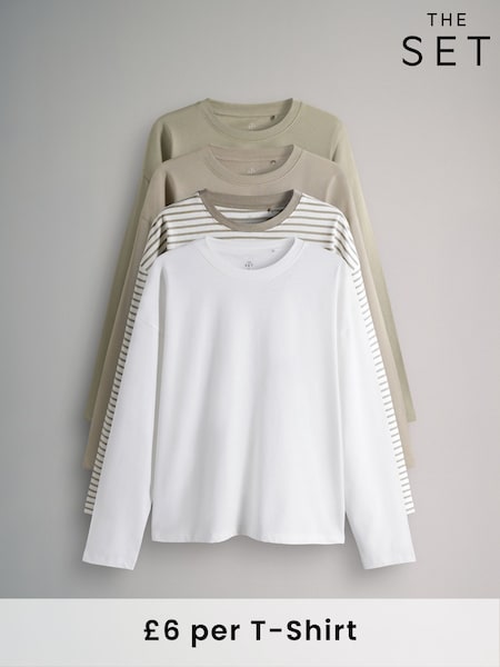 The Set 4 Pack Relaxed Long Sleeve T-Shirts (F73260) | R$ 235