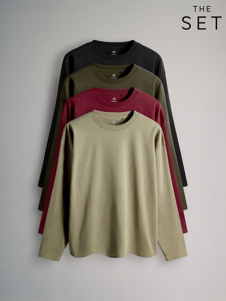 The Set Multi 4 Pack Relaxed Long Sleeve T-Shirts (F73261) | R$ 235