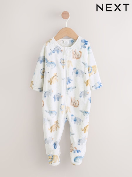 Ecru Safari Fleece Baby Sleepsuit (F73326) | €15 - €17.50