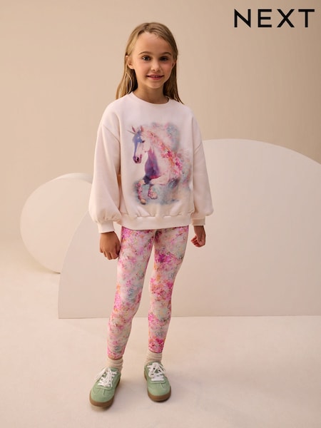 Cream/Pink Unicorn - Sweatshirt And Leggings Set (3-16yrs) (F73331) | 26 € - 34 €