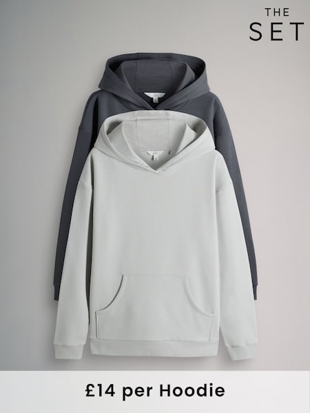 The Set Charcoal Grey/Light Grey 2 Pack Relaxed Hoodie (F73411) | AED163
