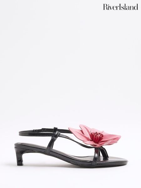 River Island 3D Flower Kitten Heel Sandals (F73450) | €53