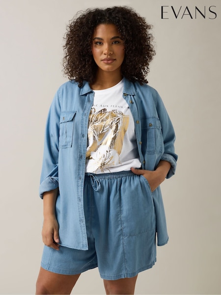 Evans Blue Washed Tencel Shorts (F73456) | €42