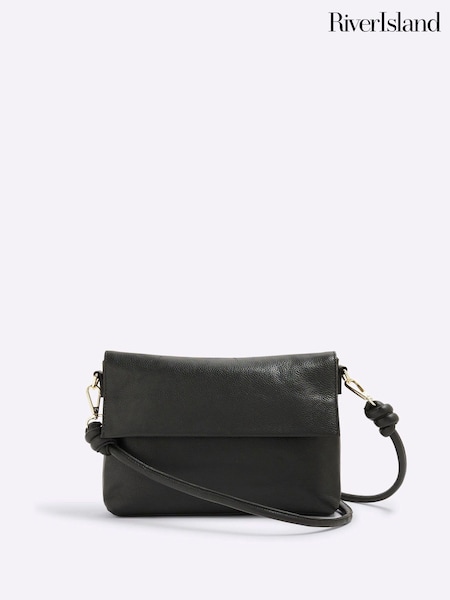 River Island Black Leather Knot Strap Cross-Body Bag (F73457) | €54