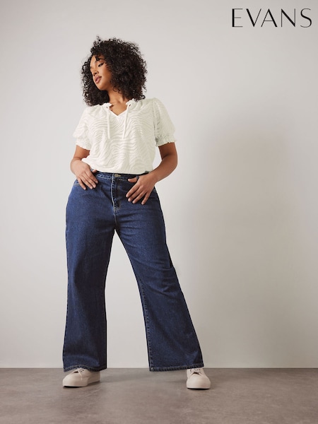 Evans Blue Premium Wide Leg 100% Cotton Jeans (F73463) | 395 LEI