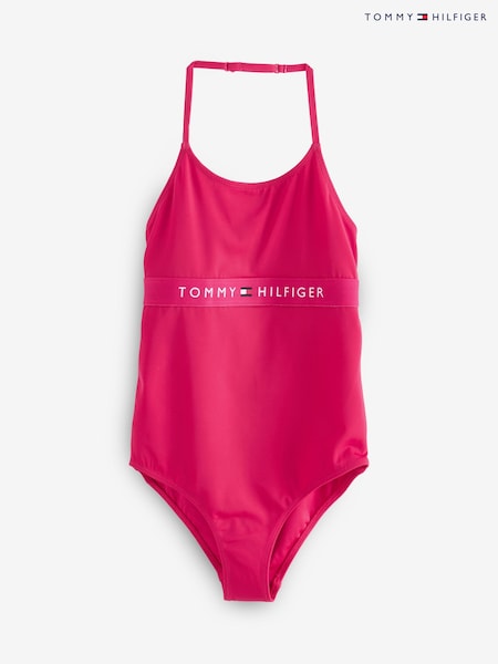 Tommy Hilfiger Pink Logo Cross-Over Strap Swimsuit (F73482) | ₪277