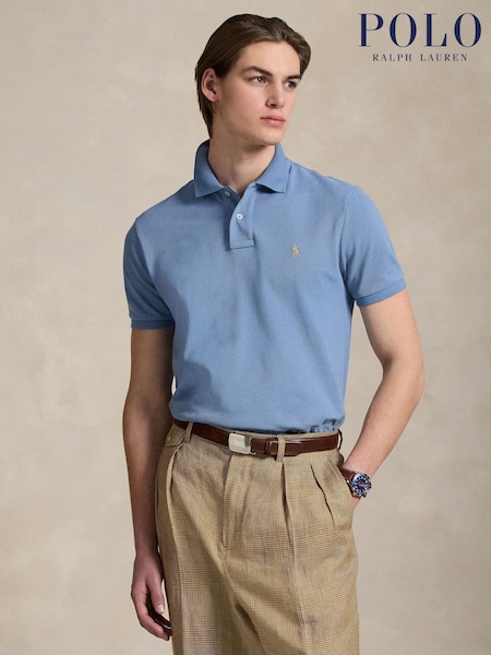 Polo Ralph Lauren Channel Blue Short Sleeve Mesh Polo Shirt (F73584) | €157
