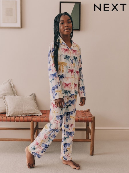 Pink/Green Bow Print Button Through Pyjamas (F73641) | R$ 165 - R$ 205