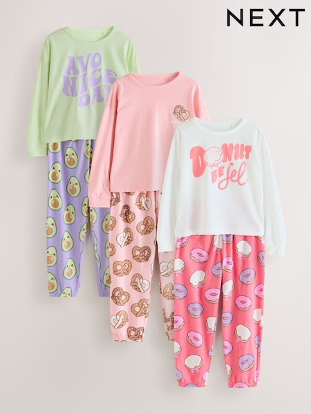 Avocado Slogan Print Joggers Pyjamas 3 Pack (3-16yrs) (F73644) | €36 - €47