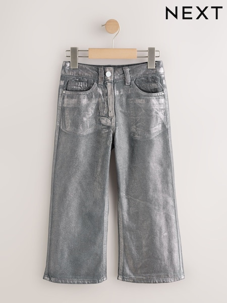 Metallic Grey Coated Wide Leg Jeans (3-16yrs) (F73807) | €43 - €51