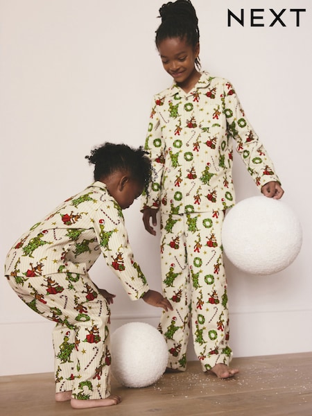 Neutral Grinch Single Button Through Xmas Pyjamas (9mths-16yrs) (F73854) | 89 QAR - 124 QAR