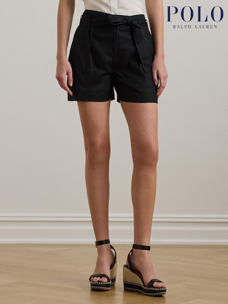 Polo Ralph Lauren Black 100% Linen Shorts (F73862) | €183
