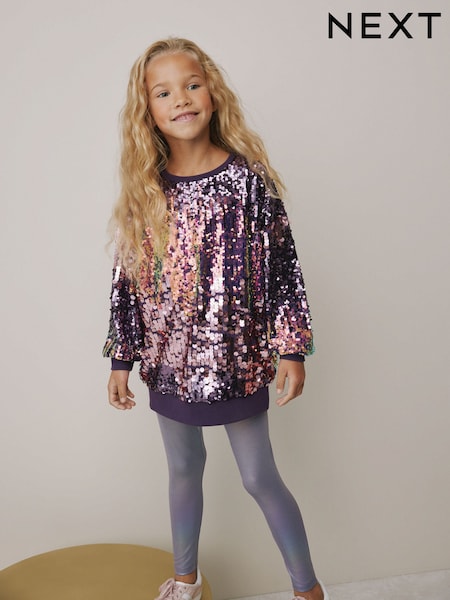 Pink Sequin Sweatshirt And Foil Leggings Set (3-16yrs) (F73865) | 144 QAR - 173 QAR