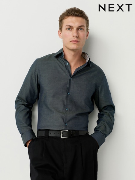 Black/Gold Regular Fit Smart Trimmed 100% Cotton Long Sleeve Party Shirt (F73877) | €45