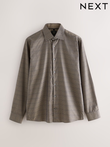 Black/Gold 100% Cotton Jaquard Long Sleeve Shirt (F73879) | 188 QAR