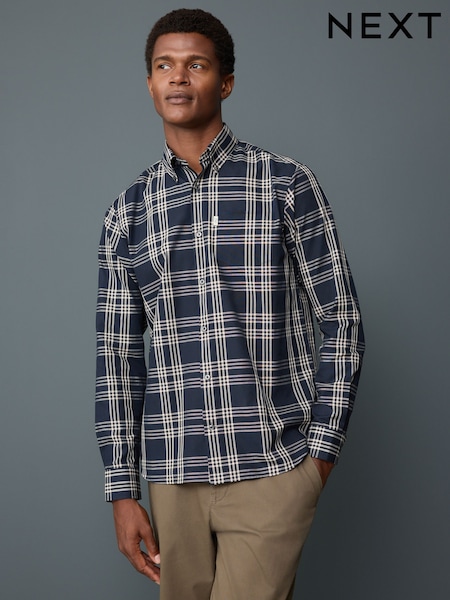 Navy Regular Fit Easy Iron Button Down Oxford Shirt (F73884) | R$ 250