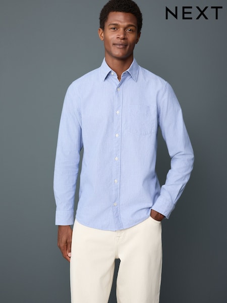 Light Blue Textured Long Sleeve Smart Shirt (F73898) | 173 QAR
