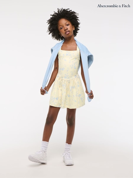 Abercrombie & Fitch Yellow YPB Sports Athleisure Drop Waist Printed Mini Dress (F73916) | ₪196 - ₪206
