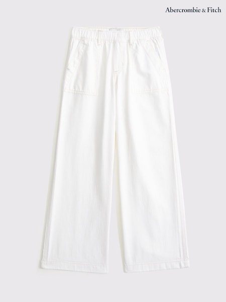 Abercrombie & Fitch Blue High Rise Pull On Wide Leg 100% Cotton Trousers (F73924) | ₪211 - ₪221