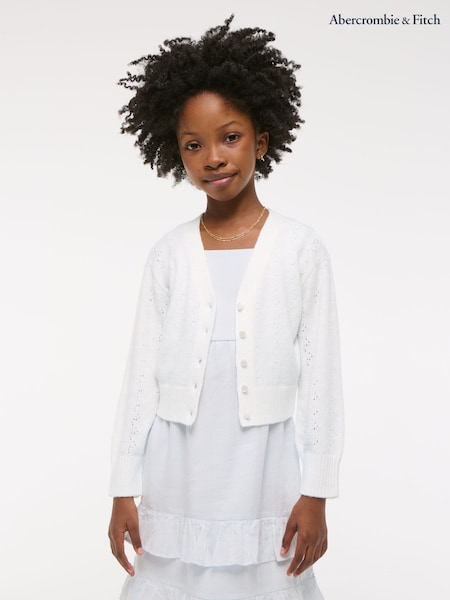 Abercrombie & Fitch Easy Open Stitch Cropped White Cardigan (F73930) | € 38 - € 41