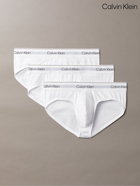 Calvin Klein White 3 Pack Briefs - Icon Cotton Stretch (F73945) | 218 QAR