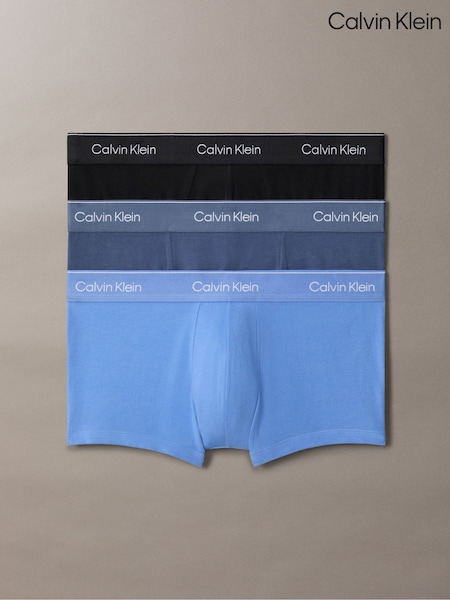 Calvin Klein Black/Mid Blue/Light Blue 3 Pack Low Rise Trunks - Icon Cotton Stretch (F73948) | €63