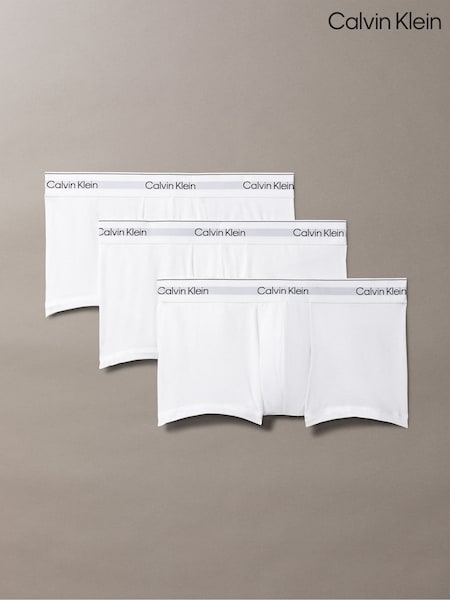Calvin Klein White 3 Pack Low Rise Trunks - Icon Cotton Stretch (F73965) | €58