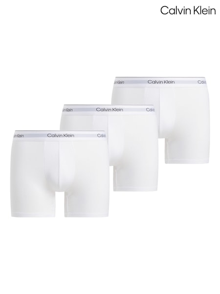 Alb - Calvin Klein 3 Pack Boxer Briefs - Icon Cotton Stretch (F73967) | 328 LEI