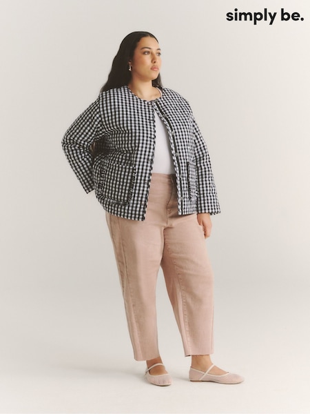 Simply Be Pink Cropped Barrel Jeans (F74000) | $47