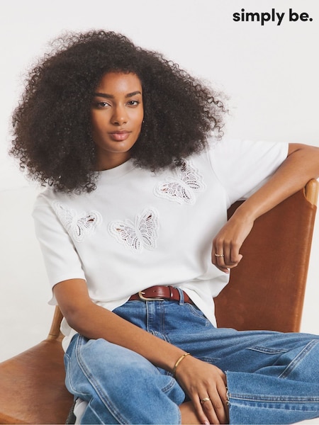 Simply Be Oversized Crochet Butterfly T-Shirt (F74002) | €44