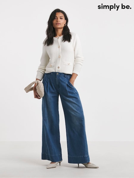 Simply Be Blue Drape Wide Leg Jeans (F74038) | €58