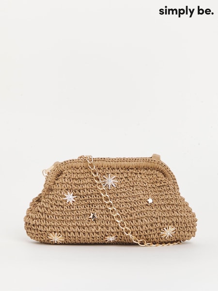 Simply Be Raffia Star Studded Clutch Bag (F74039) | kr840