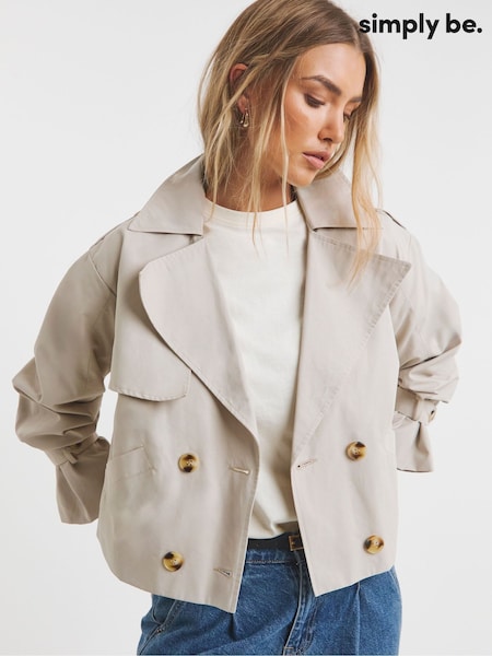 Simply Be Cream Cropped Trench Coat (F74049) | €86