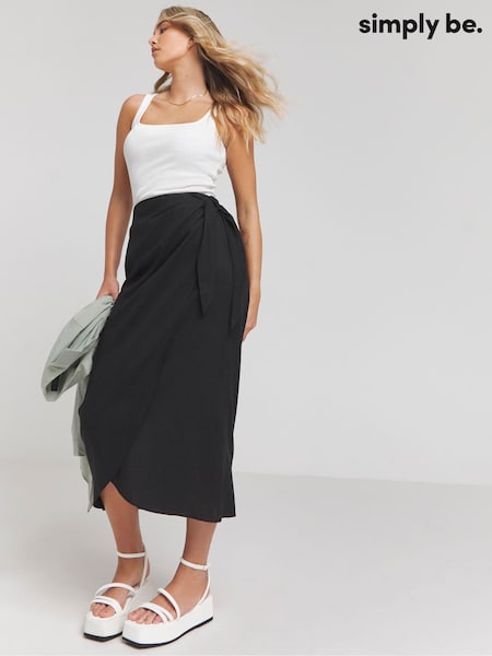 Simply Be Black Wrap Skirt (F74058) | $52